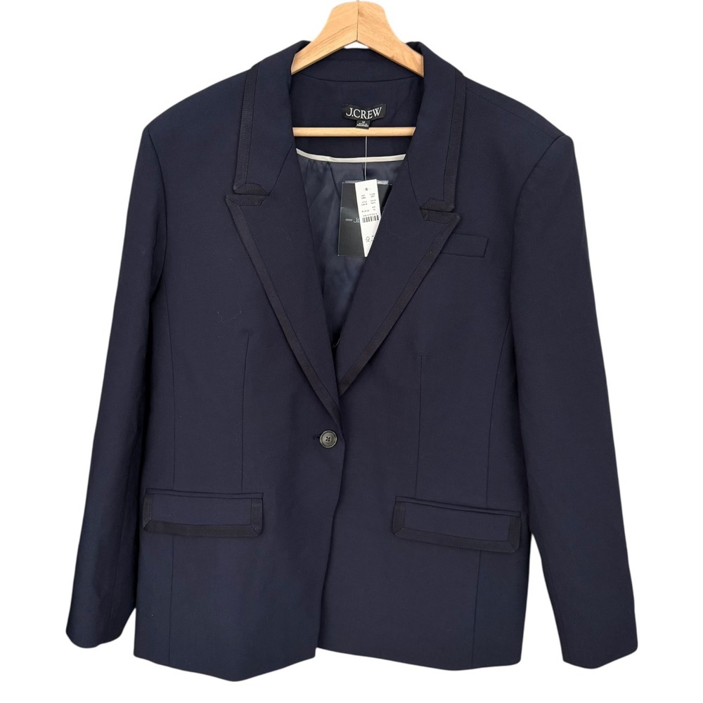 J. Crew Preppy Old‎ Money Vivienne Wool Blazer Navy 18 CI618 Dark Academia